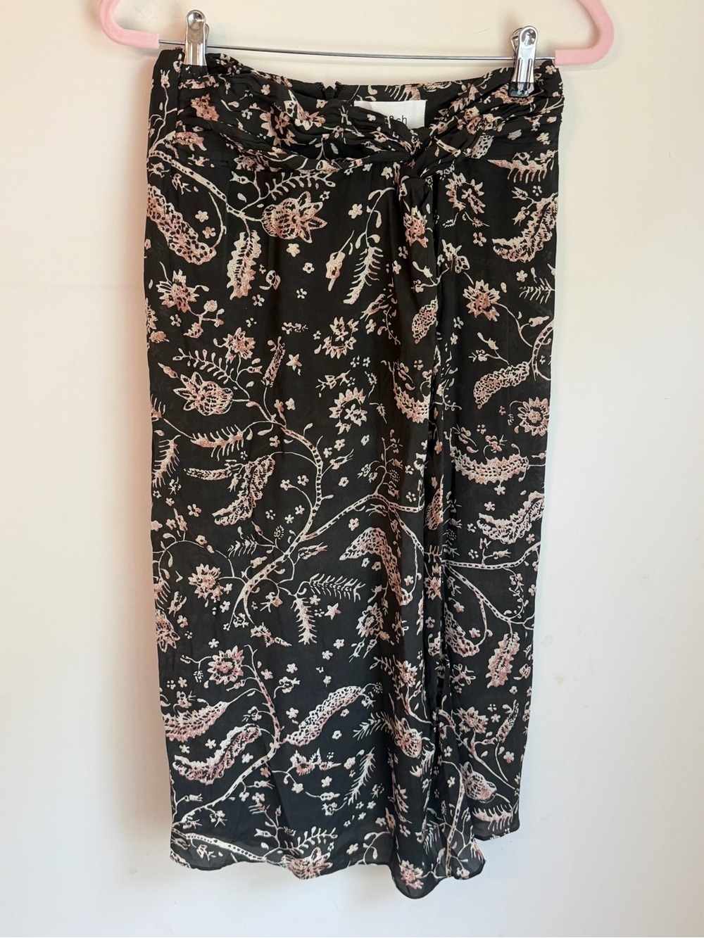 ba&sh Black Midi Skirt with Blush Paisley Print - Picture 3 of 6